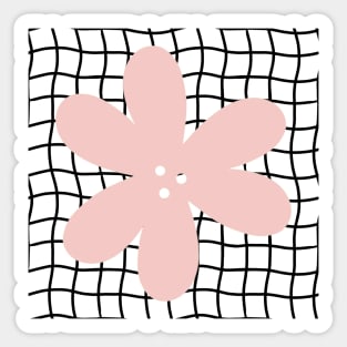 Abstract Flower on Grid - Pastel blush pink Sticker
